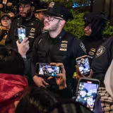 Tim Walz greets Kamala Harris.