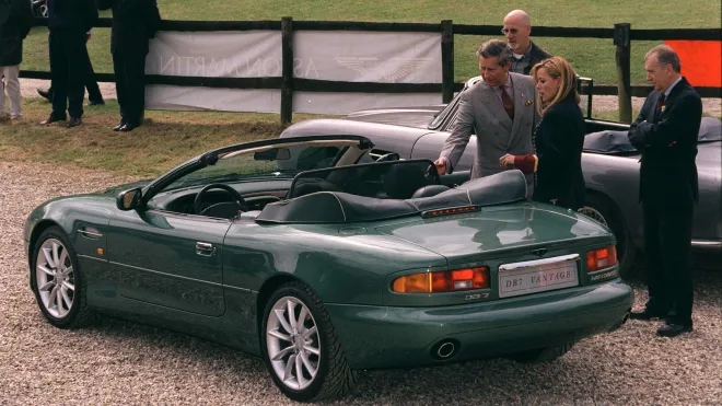 Prince Charles views the Aston Martin DB7