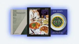 The covers of three cookbooks