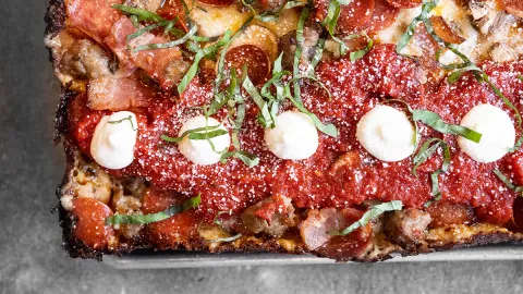 The Detroit Motorhead pizza from Tony's Pizza Napoletana